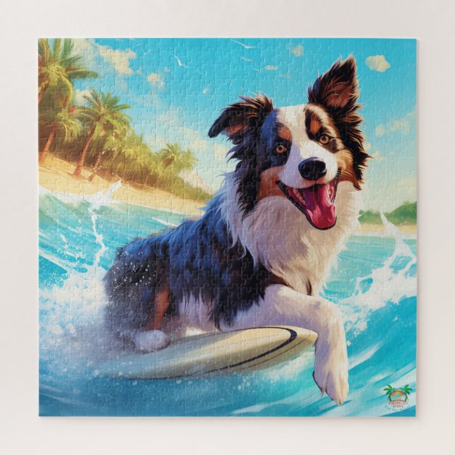 Puzzle La Frontière De Surf Collie - Vagues De Catch, Non (Vertical)