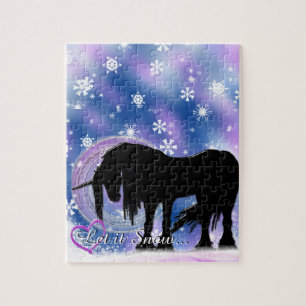 Puzzle La licorne noire mystique (Qu'Elle Neige)