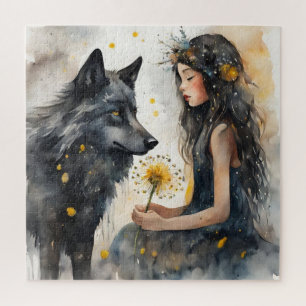 Puzzle La magie de l'amitié : la fille et le loup