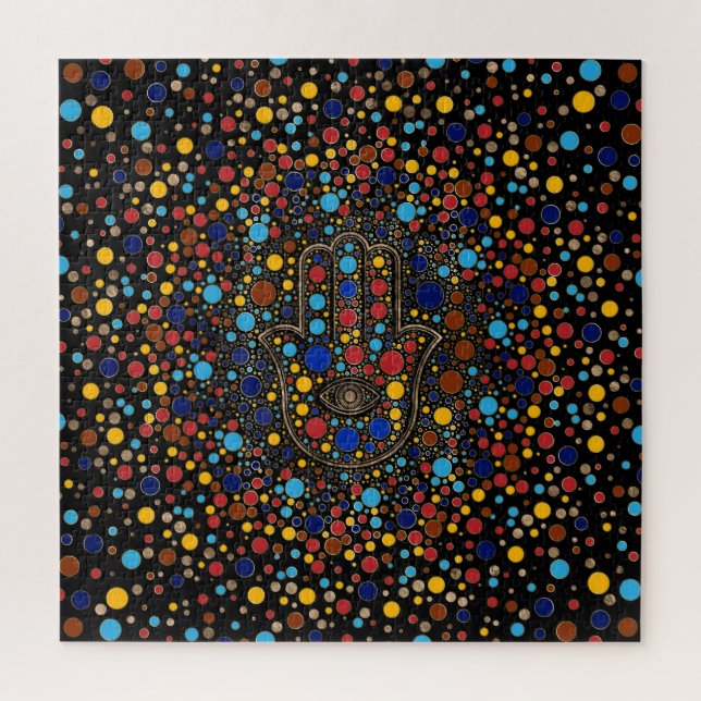 Puzzle La main de Hamsa - La main de Fatima art à points  (Vertical)