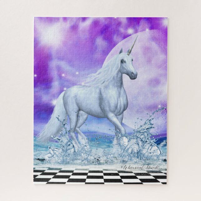 Puzzle La majestueuse licorne dansant dans l'eau (Vertical)