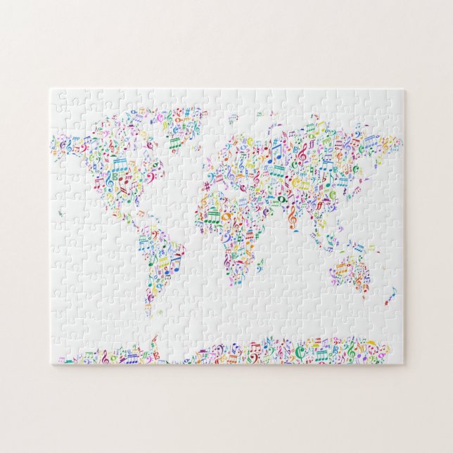 Puzzle La musique note la carte du monde (Horizontal)