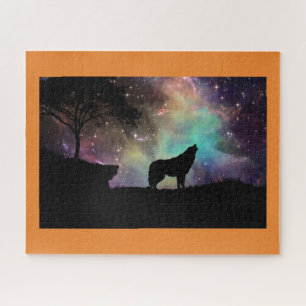 Puzzle La nuit de lune d'hurlement de loup tient le