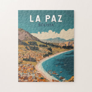 Puzzle La Paz Bolivie Illustration Voyage Art Vintage