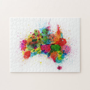Puzzle La peinture de l'Australie éclabousse la carte