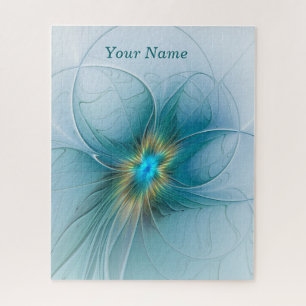 Puzzle La petite Beauté Moderne Bleu Or Nom fractal