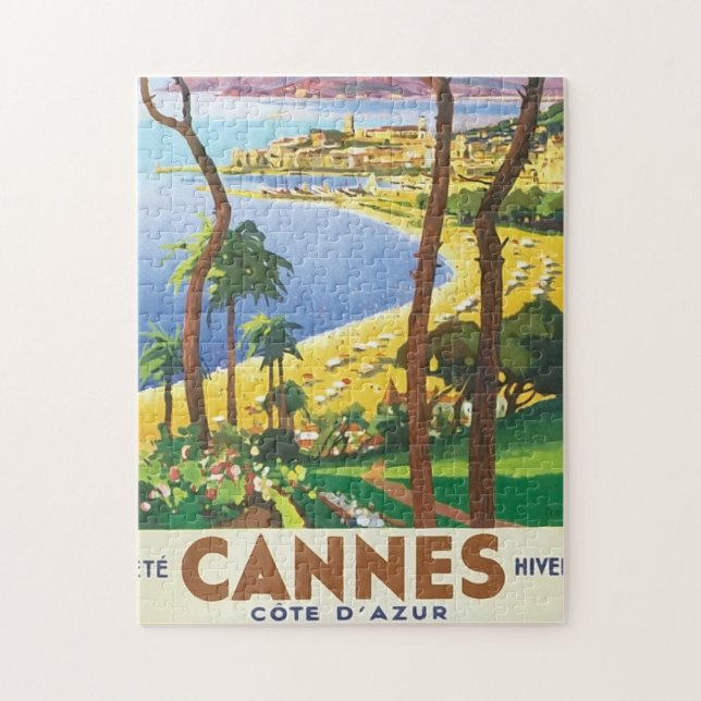 Puzzle La plage de Cannes Vintage voyage (Vertical)