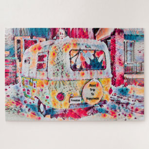 Puzzle La Route Hippie Du Camper Retro Vers La Liberté D