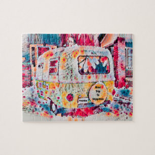 Puzzle La Route Hippie Du Camper Retro Vers La Liberté D