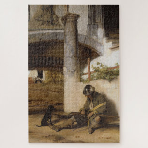 Puzzle La sentinelle garde une porte avec son chien de co