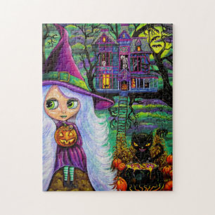 Puzzle La sorcière blanche Haunch Tree House Chat noir Ha