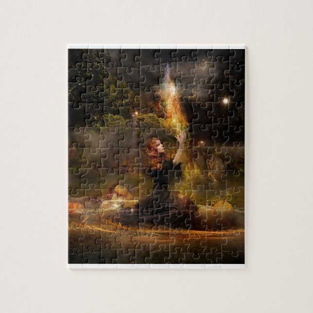 Puzzle La sorcière exécute des charmes magiques de cercle (Vertical)