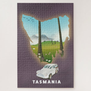 Puzzle La Tasmanie a illustré carte de voyage poster.