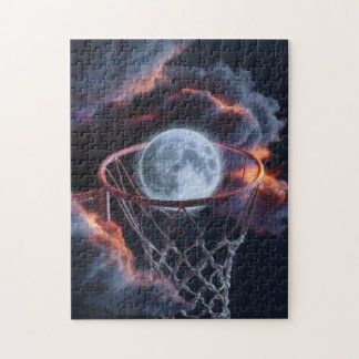 Puzzle La Terre dans un cerceau de basket.