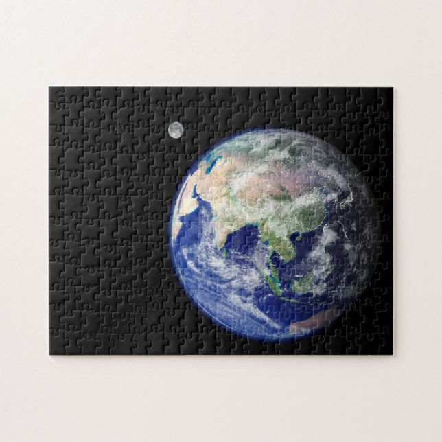 Puzzle La terre et lune de l'espace (Horizontal)
