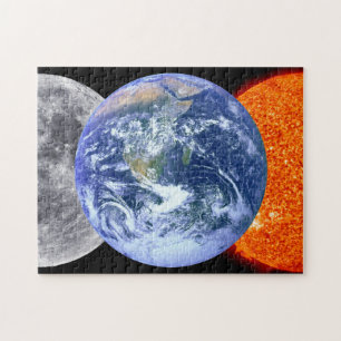 Puzzle La terre, lune, et Sun
