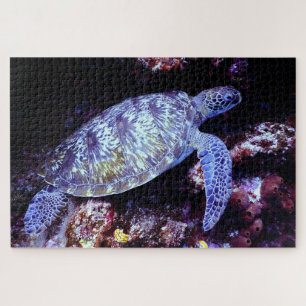 Puzzle La tortue de mer nage avec du corail en direct