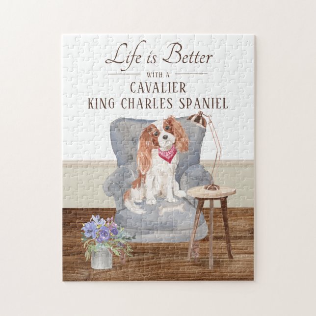 Puzzle La Vie Est Avec Le Roi Cavalier Charles Spaniel (Vertical)
