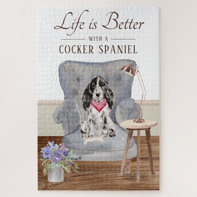 Puzzle La Vie Est Avec Un Espagnol Cocker (Vertical)
