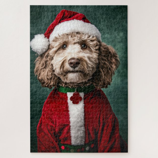 Puzzle Labradoodle en fête de Noël (Vertical)