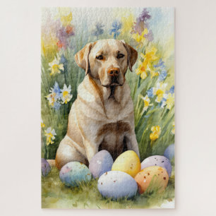 Puzzle Labrador avec oeufs de Pâques