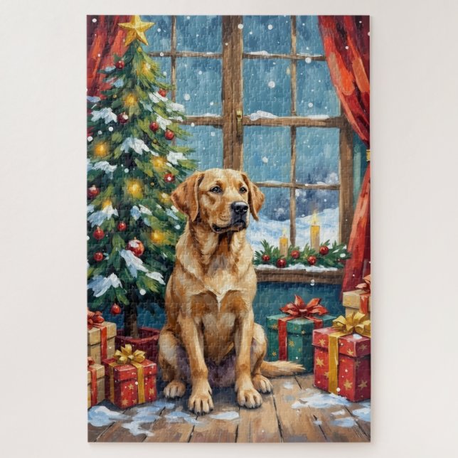 Puzzle Labrador Christmas Under The Tree (Vertical)