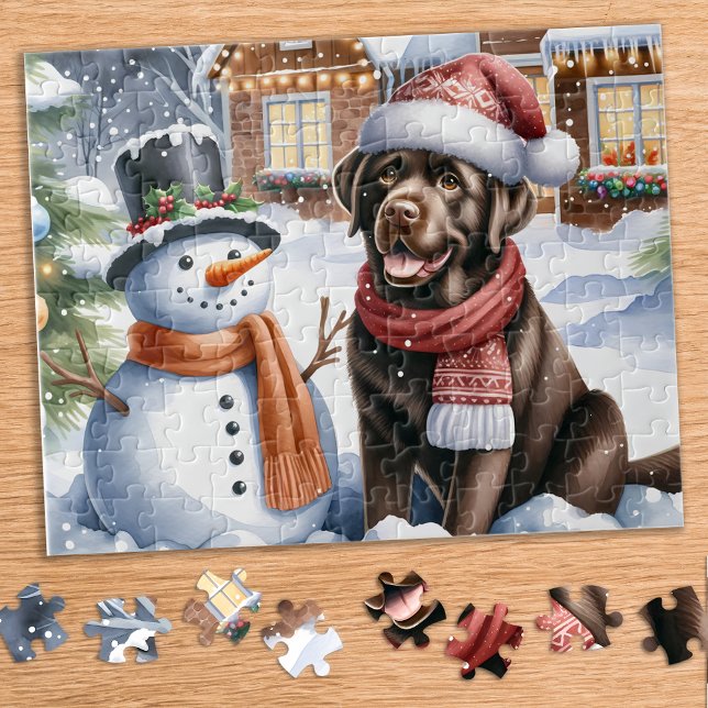 Puzzle Labrador Retriever Chien Chien Chien Snowman Noël (Créateur téléchargé)