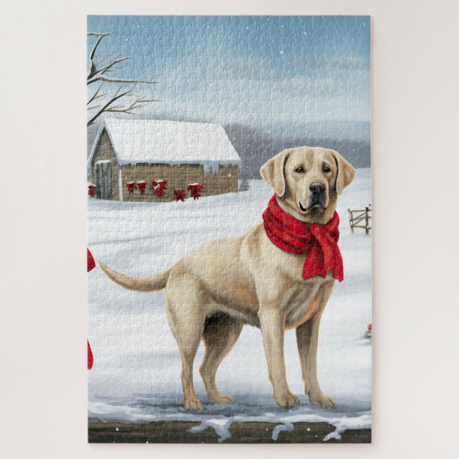Puzzle Labrador Retriever Dog in Snow Christmas (Vertical)