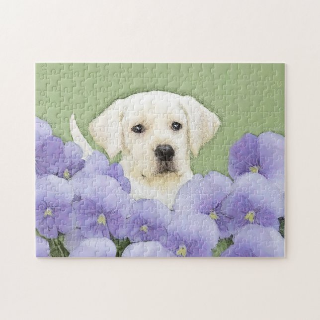 Puzzle Labrador Retriever Puppy Painting Original Chien A (Horizontal)