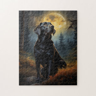 Puzzle Labrador retriever sur une nuit illuminée par la l