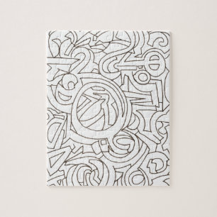 Puzzle Labyrinth - Black And White Modern Art