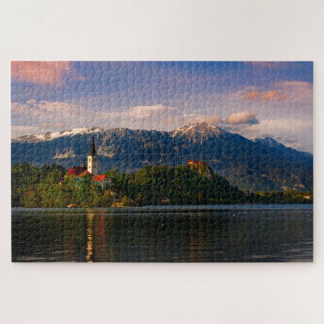 Puzzle Lac Bled au coucher du soleil (Horizontal)