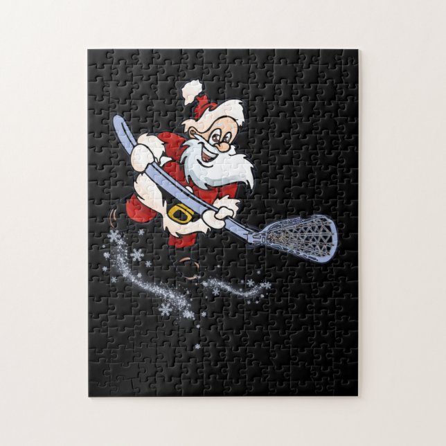 Puzzle Lacrosse Père Noël Cool de Noël Lax Sport laide X- (Vertical)