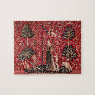 Puzzle Lady and Unicorn Medieval Tapestry Touch