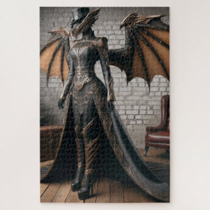 Puzzle Lady Dragon Rider Steampunk Victorian Industrial
