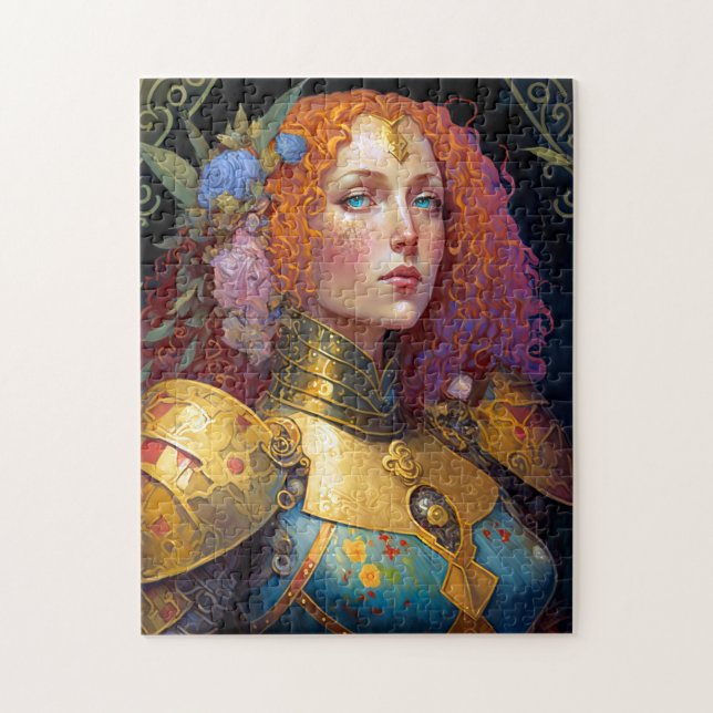 Puzzle Lady Knight Warrior Armor Imaginaire Art (Vertical)