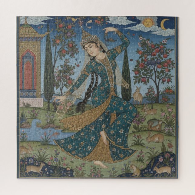 Puzzle Lady of the Garden - Medieval Grace in Bloom (Vertical)