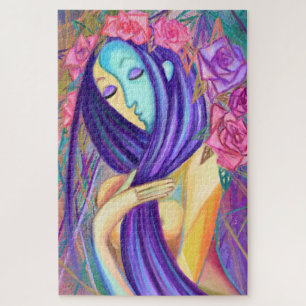 Puzzle Lady Rose - Style Moderne - Peinture originale Art