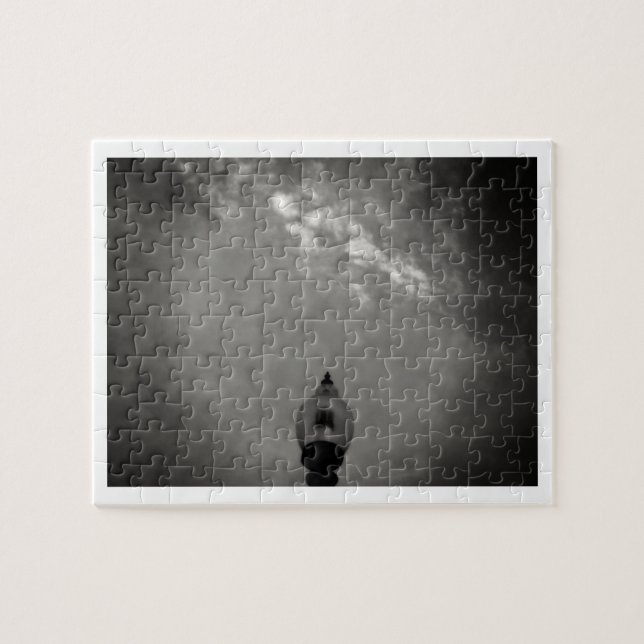 Puzzle Lampe artistique noir et blanc nuages lumineux dan (Horizontal)