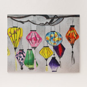 Puzzle lanternes chinoises aquarelle art