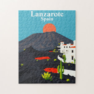 Puzzle Lanzarote, Espagne Voyage Vintage Paysage Volcaniq
