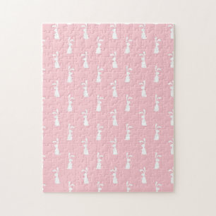Puzzle Lapin à motif couleur pastel sur fond rose pour an