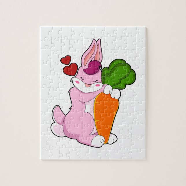 Puzzle Lapin avec carotte et coeur (Vertical)