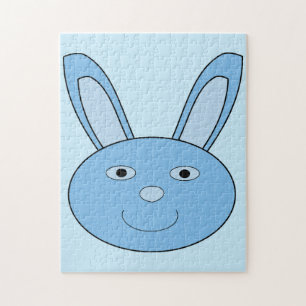 Puzzle Lapin Bleu Visage Printemps Pâques