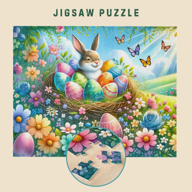Puzzle Lapin de Pâques avec des oeufs dans le Jardin Fleu (Créateur téléchargé)