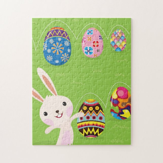 Puzzle Lapin de Pâques espiègle avec les oeufs peints (Vertical)