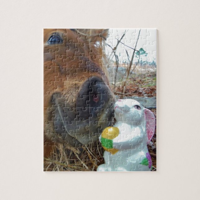 Puzzle Lapin de Pâques et cheval Brown (Vertical)