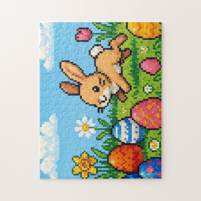 Puzzle lapin de Pâques mignon 8 bits (Vertical)