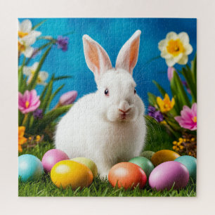 Puzzle Lapin de Pâques mignon avec des œufs colorés