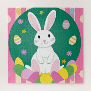 Puzzle Lapin de Pâques mignon avec des œufs décoratifs